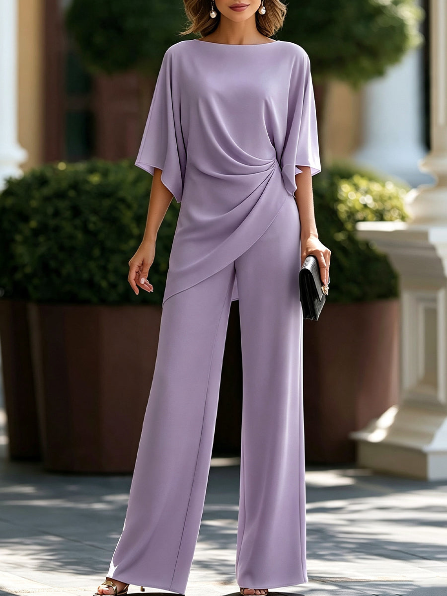Adelina | Completo con Blusa Drappeggiata e Pantalone Ampio