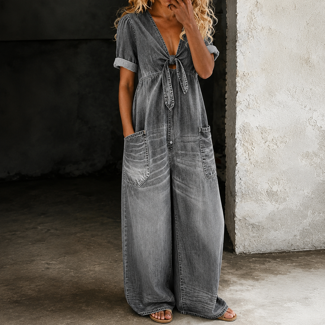 Gaia | Tuta Denim a Gamba Larga