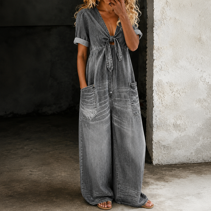 Gaia | Tuta Denim a Gamba Larga