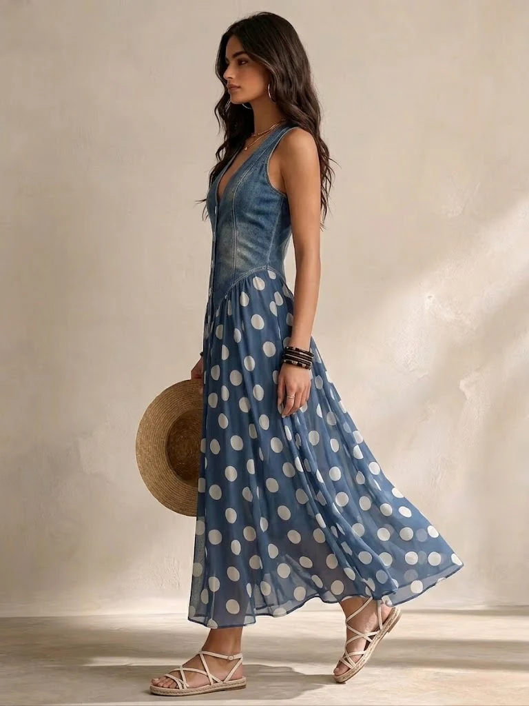 Miriam | Abito Midi in Chiffon a Pois