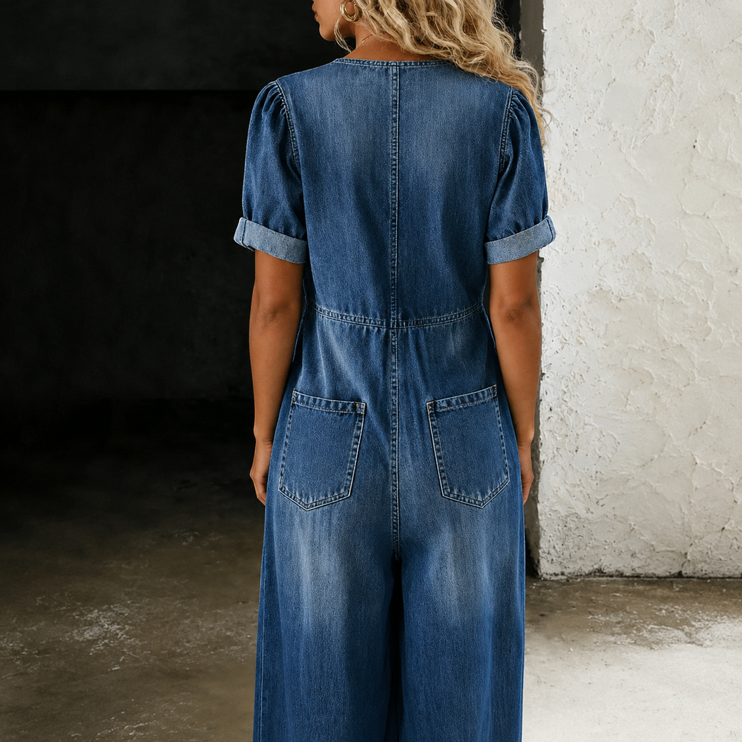 Gaia | Tuta Denim a Gamba Larga