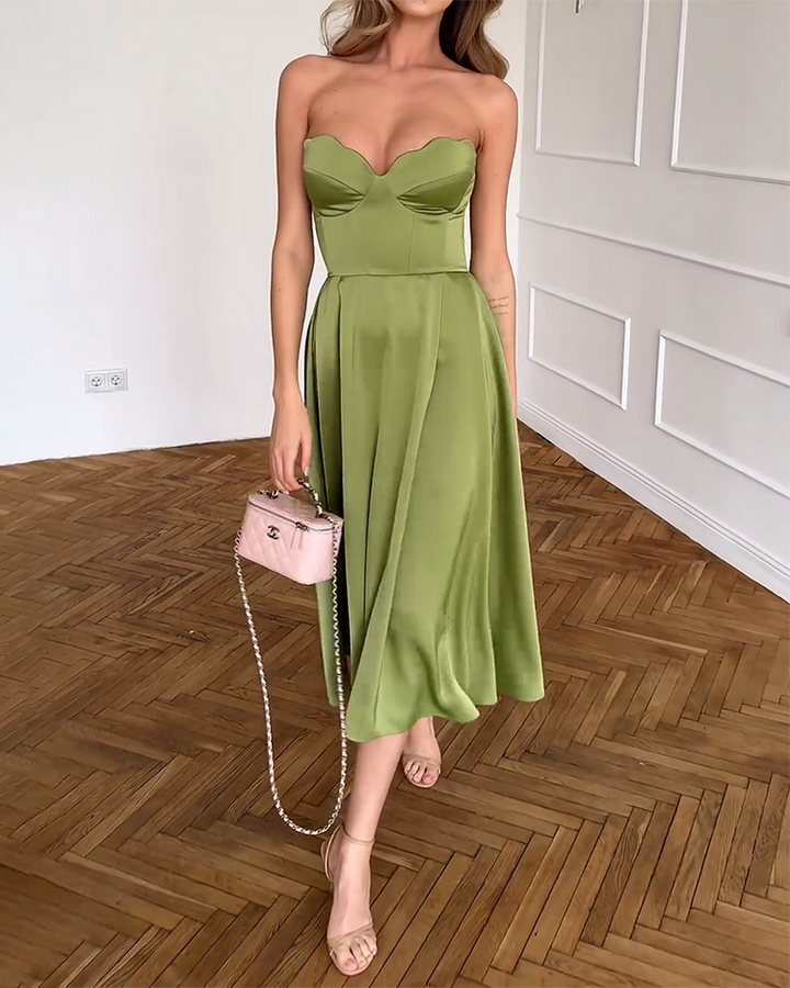 Elena™ | Abito Midi Elegante Senza Spalline