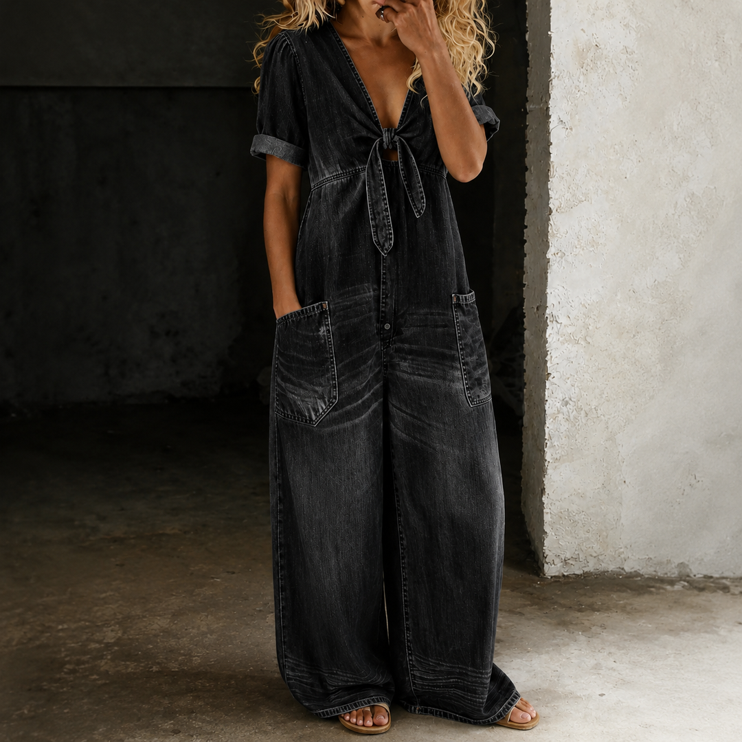 Gaia | Tuta Denim a Gamba Larga