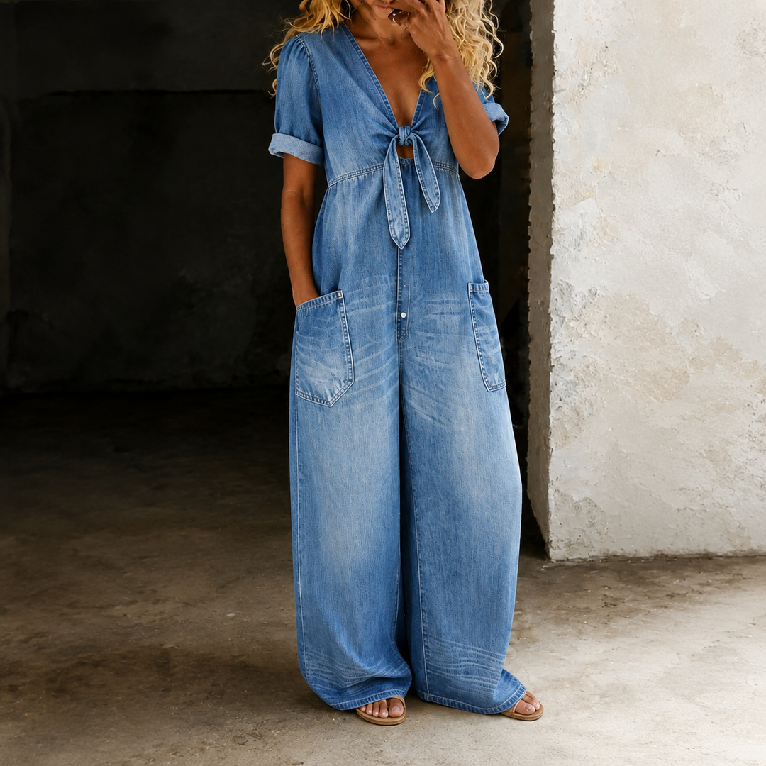 Gaia | Tuta Denim a Gamba Larga