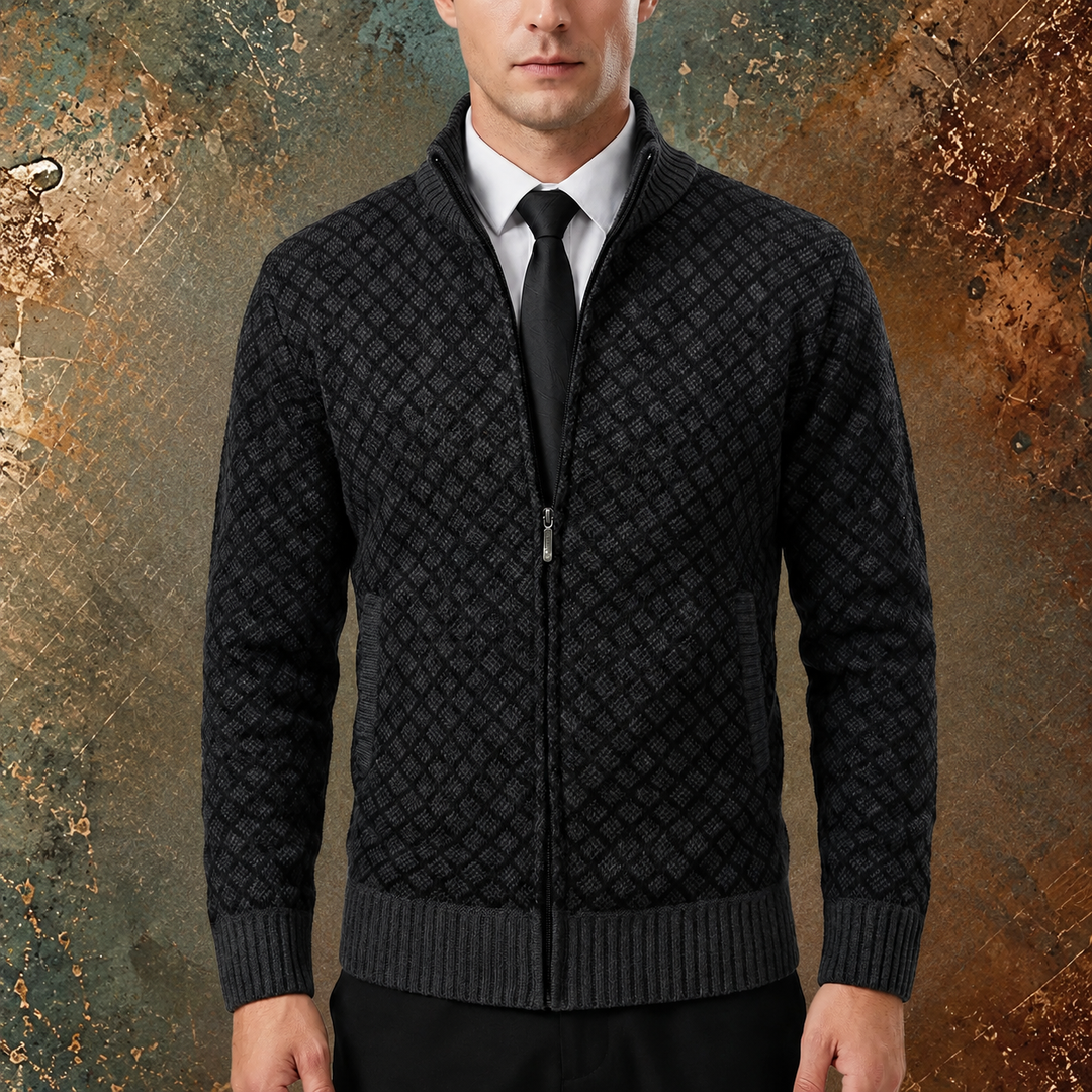 Amedeo | Maglione da uomo lavorato a maglia Cardigan lavorato a maglia con zip e colletto alto