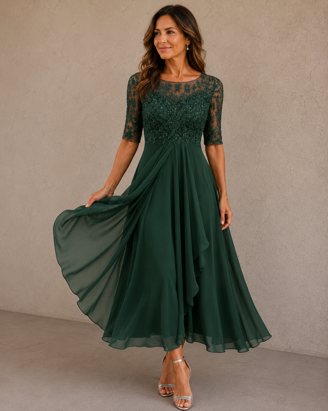 Olimpia™ | Abito in Pizzo e Chiffon