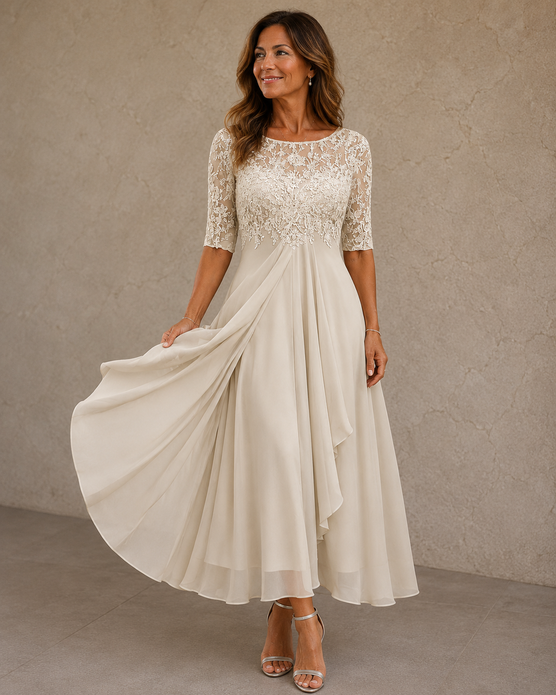 Olimpia™ | Abito in Pizzo e Chiffon