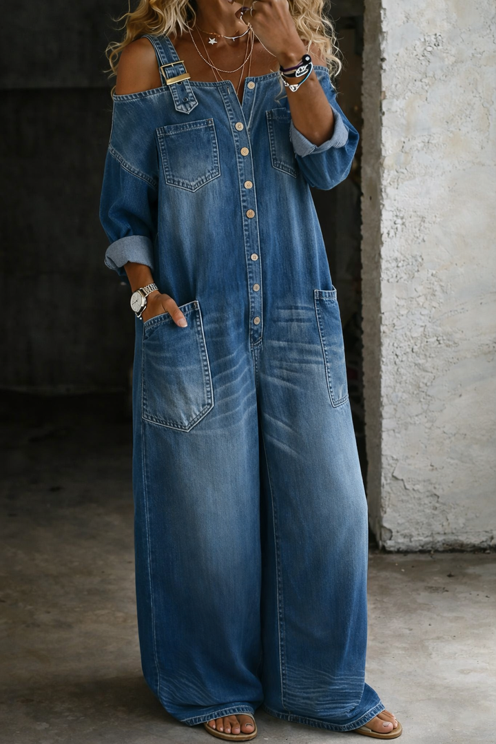 Sophia | Tuta in denim con spalle scoperte