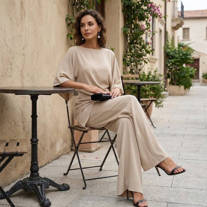 Adelina | Completo con Blusa Drappeggiata e Pantalone Ampio