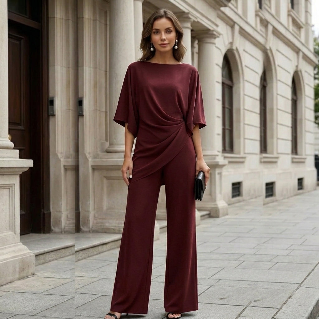 Adelina | Completo con Blusa Drappeggiata e Pantalone Ampio