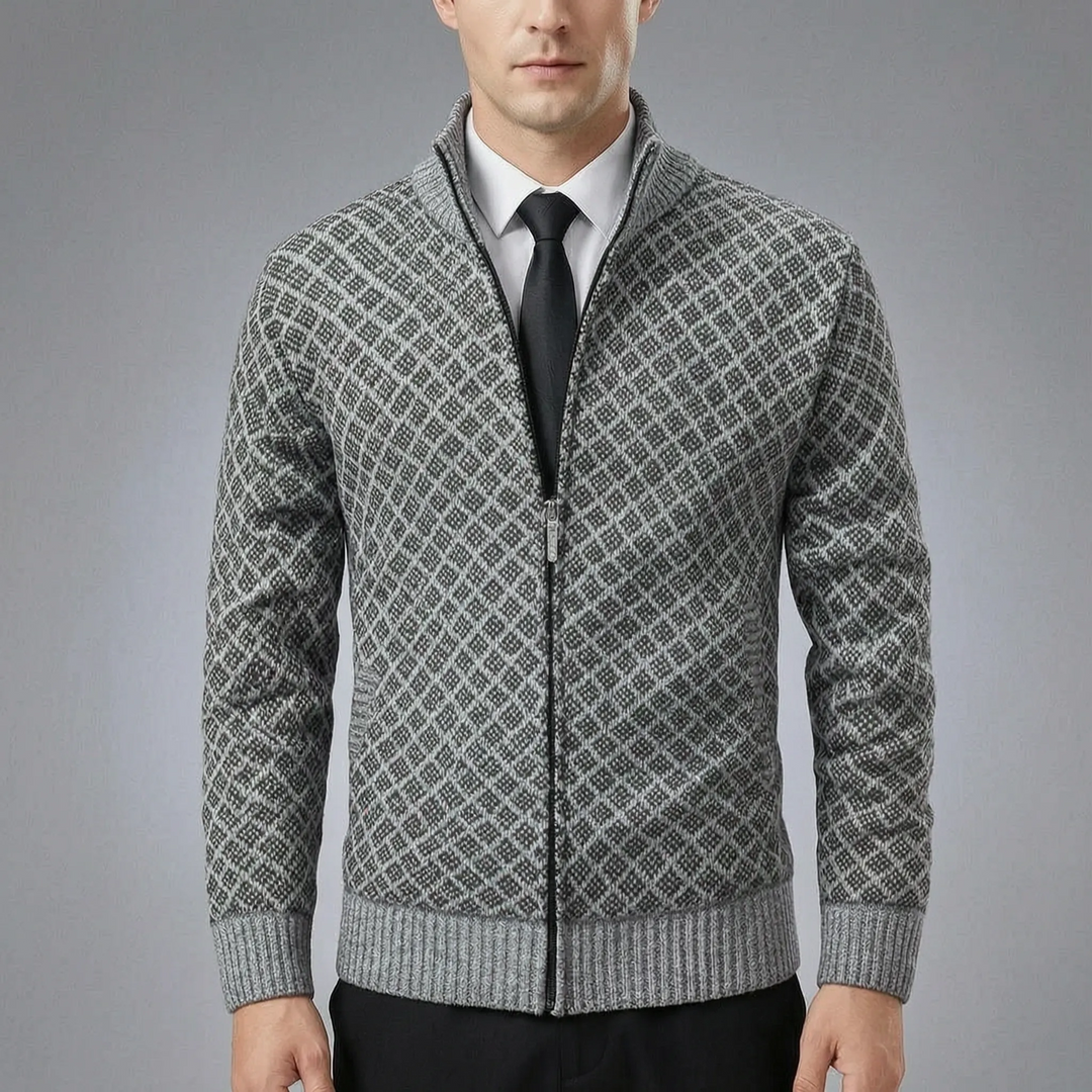 Amedeo | Maglione da uomo lavorato a maglia Cardigan lavorato a maglia con zip e colletto alto