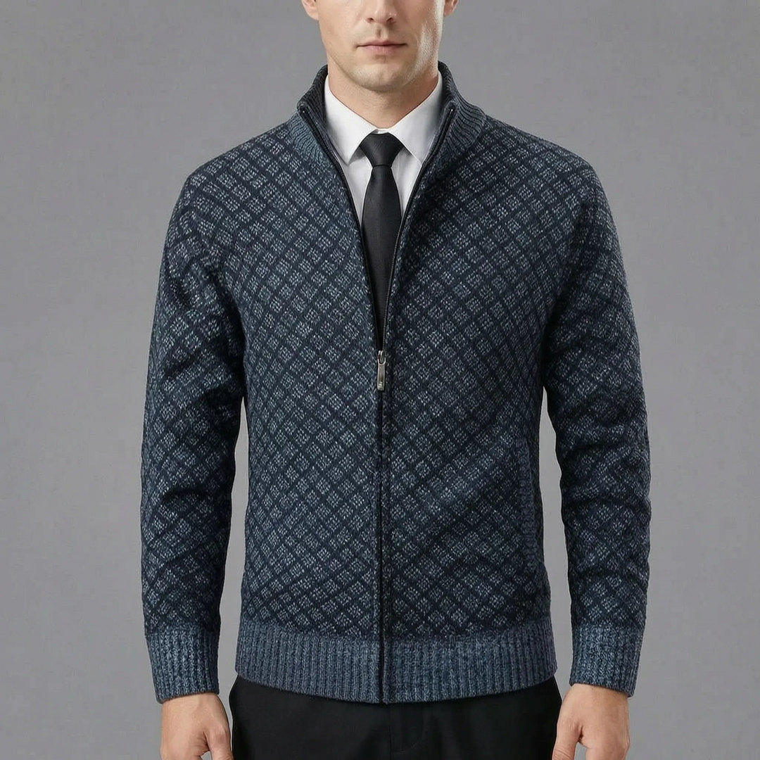 Amedeo | Maglione da uomo lavorato a maglia Cardigan lavorato a maglia con zip e colletto alto