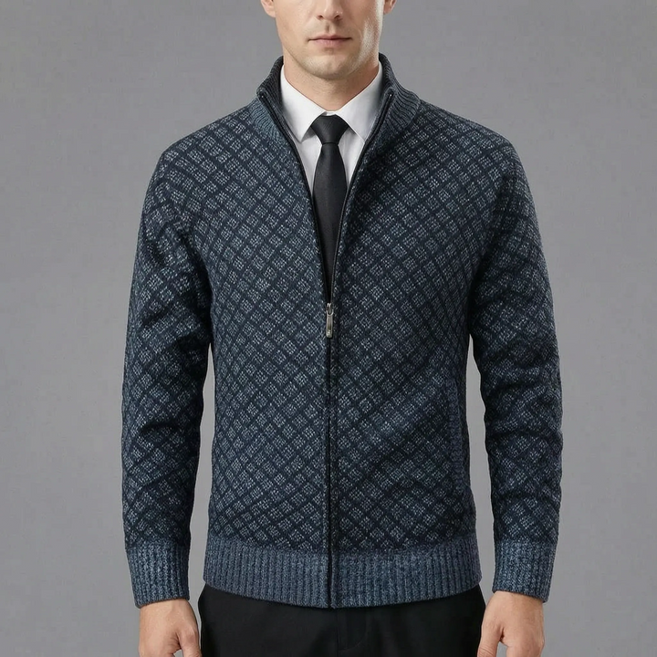 Amedeo | Maglione da uomo lavorato a maglia Cardigan lavorato a maglia con zip e colletto alto