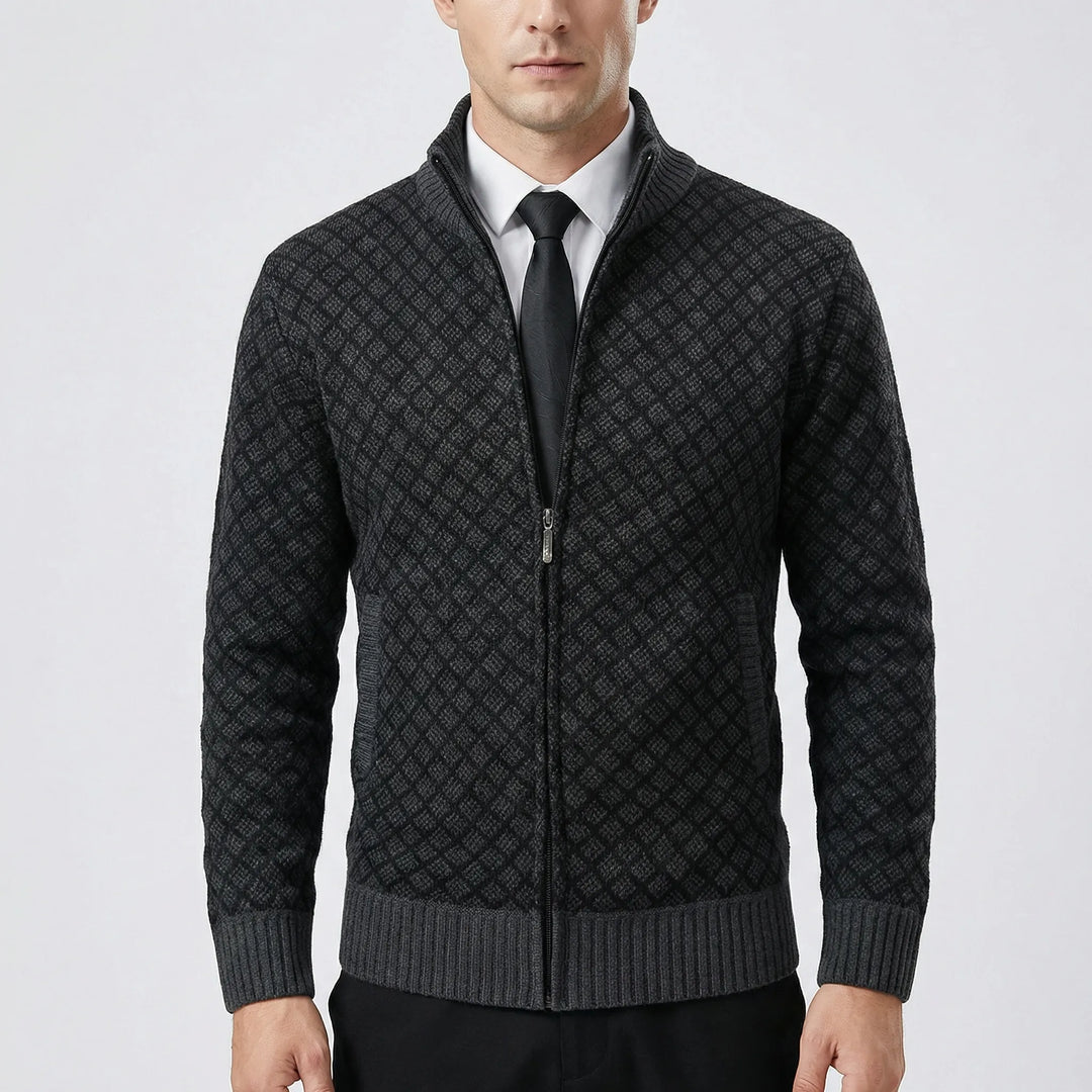 Amedeo | Maglione da uomo lavorato a maglia Cardigan lavorato a maglia con zip e colletto alto