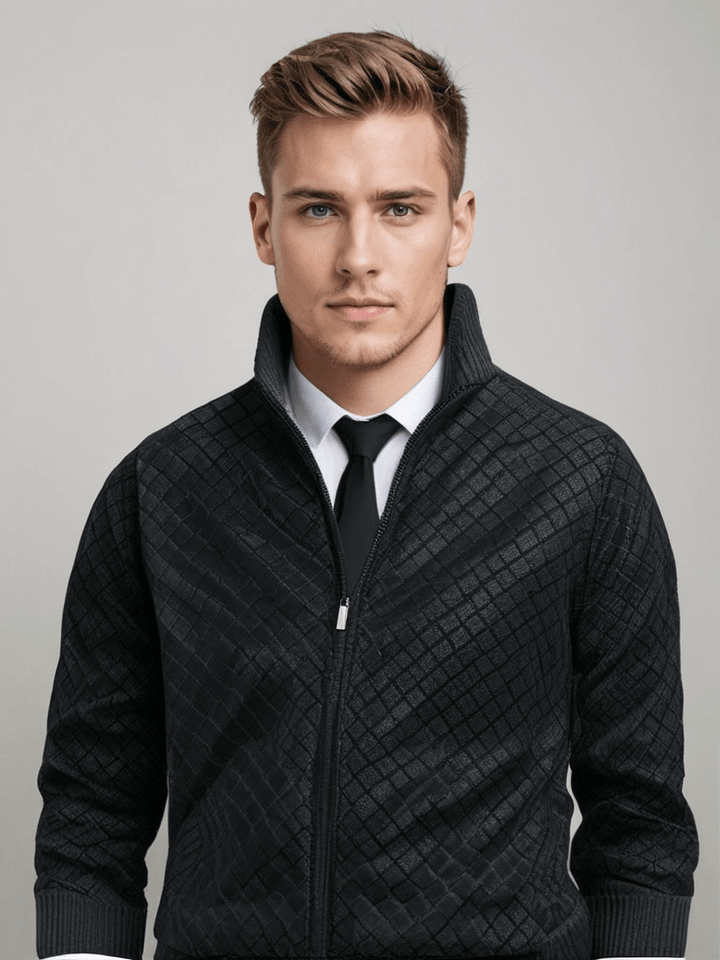 Amedeo | Maglione da uomo lavorato a maglia Cardigan lavorato a maglia con zip e colletto alto
