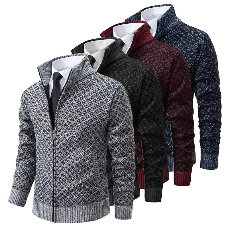 Amedeo | Maglione da uomo lavorato a maglia Cardigan lavorato a maglia con zip e colletto alto