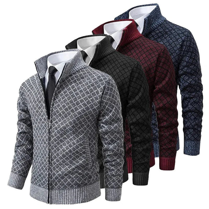 Amedeo | Maglione da uomo lavorato a maglia Cardigan lavorato a maglia con zip e colletto alto