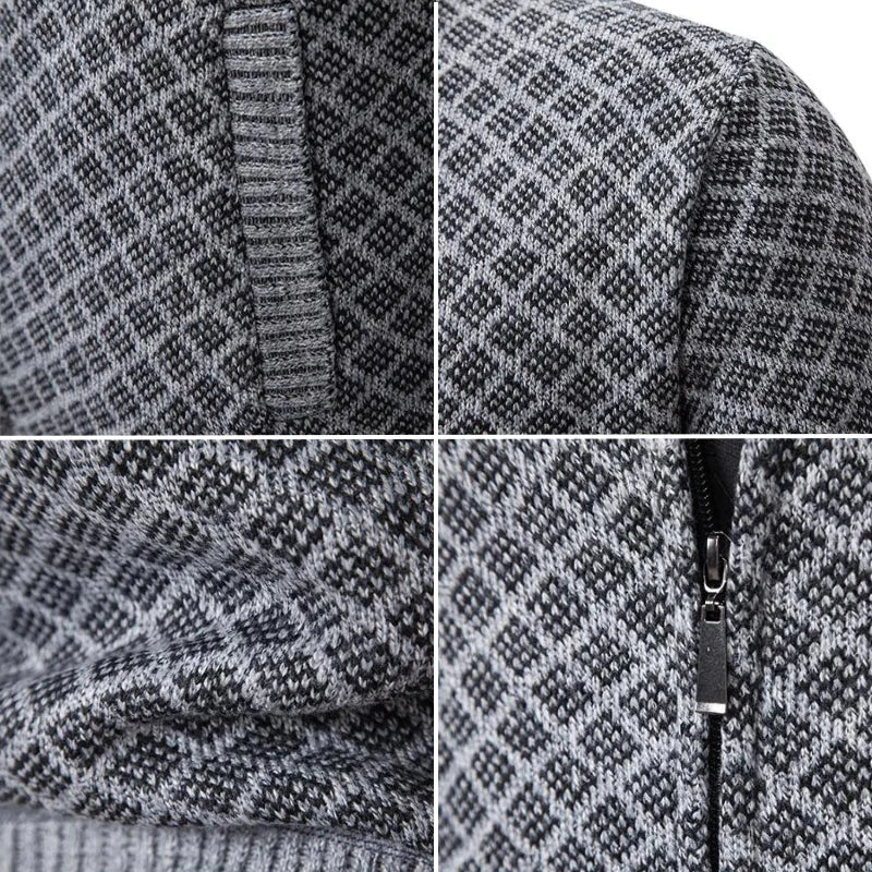 Amedeo | Maglione da uomo lavorato a maglia Cardigan lavorato a maglia con zip e colletto alto