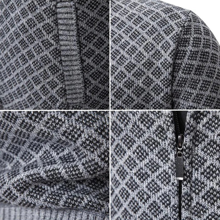 Amedeo | Maglione da uomo lavorato a maglia Cardigan lavorato a maglia con zip e colletto alto
