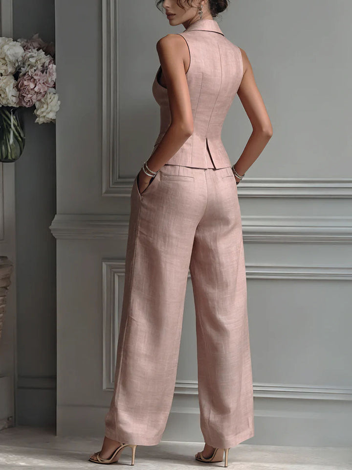 Isabella | Completo da donna a due pezzi con scollo a V e bottoni