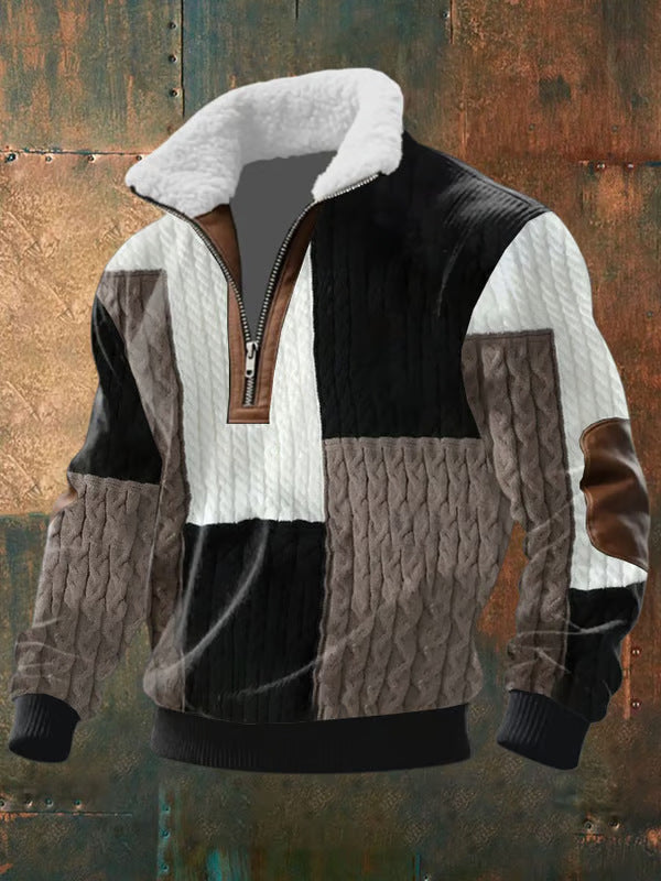 Fausto | Maglione con zip e collo alto in pelle