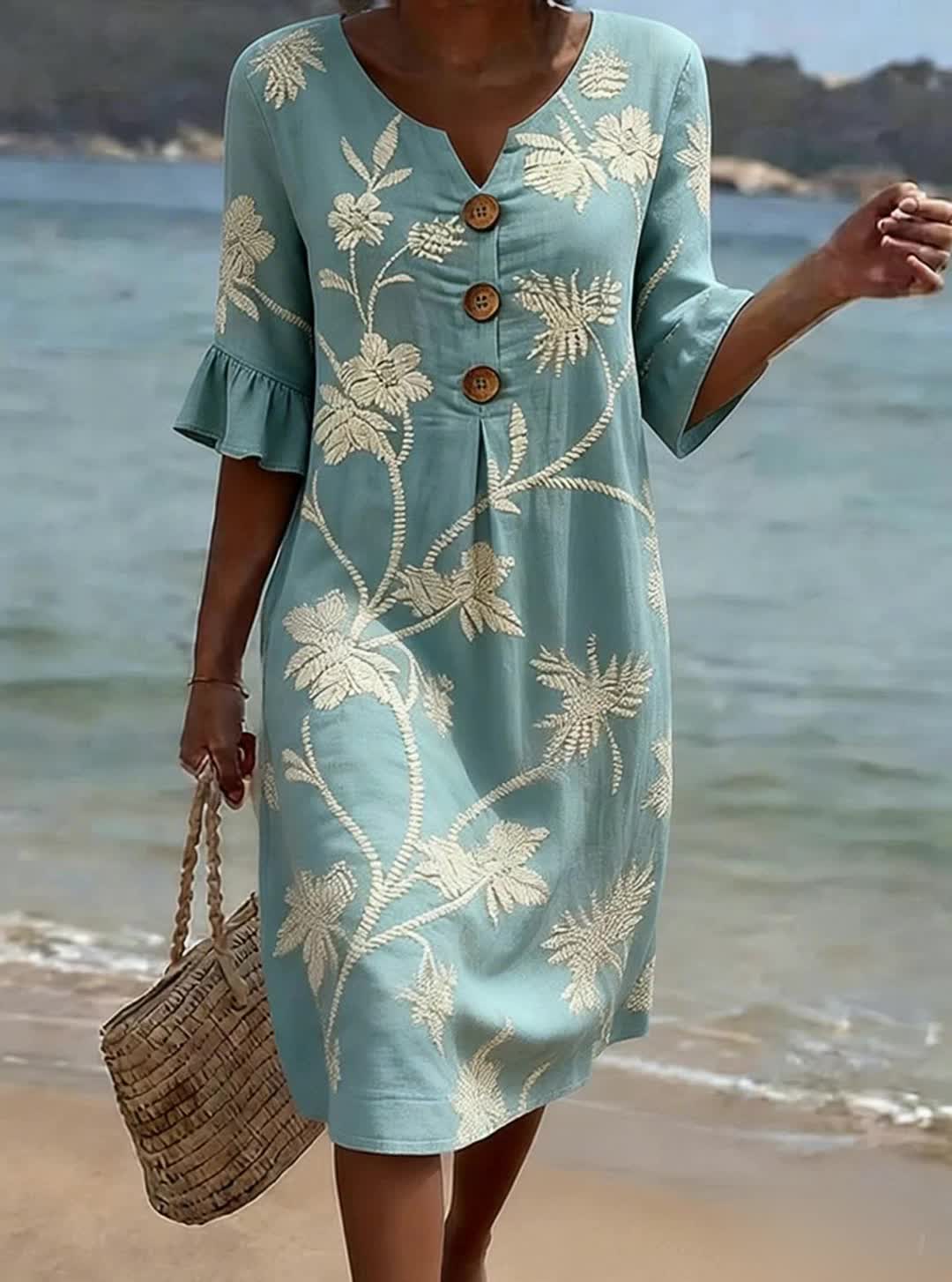 Vestito casual da donna con stampa floreale