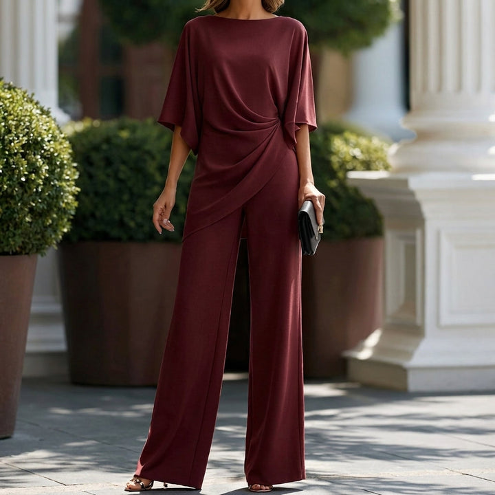 Adelina | Completo con Blusa Drappeggiata e Pantalone Ampio